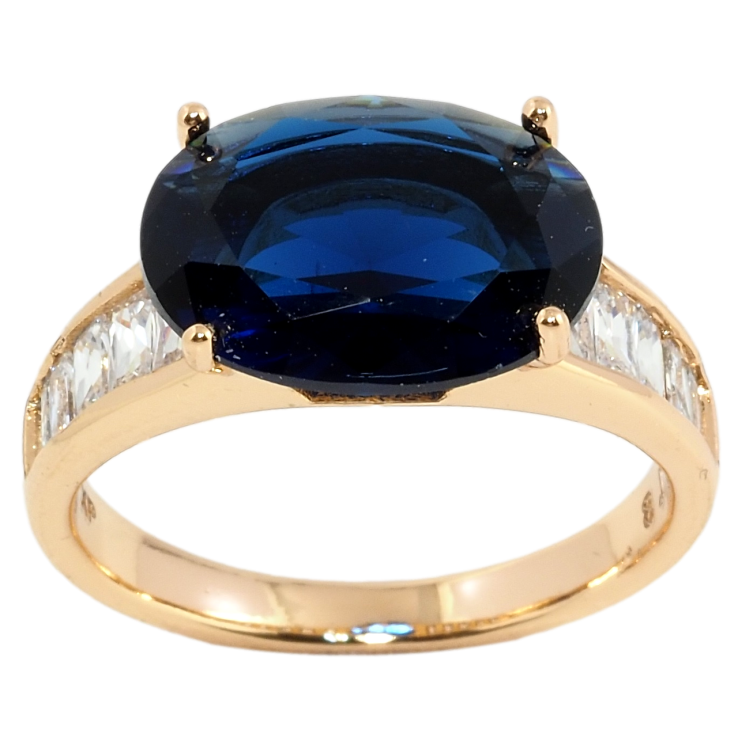 Кольцо Xuping Позолота 18K Крупный синий фианит, 10х14мм фото №18 Кольцо Xuping Позолота 18K Крупный синий фианит, 10х14мм фото №18