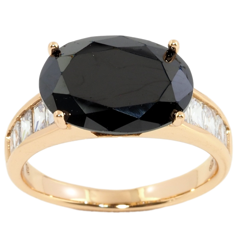 Кольцо Xuping Позолота 18K Крупный черный фианит, 10х14мм фото №1 Кольцо Xuping Позолота 18K Крупный черный фианит, 10х14мм фото №1