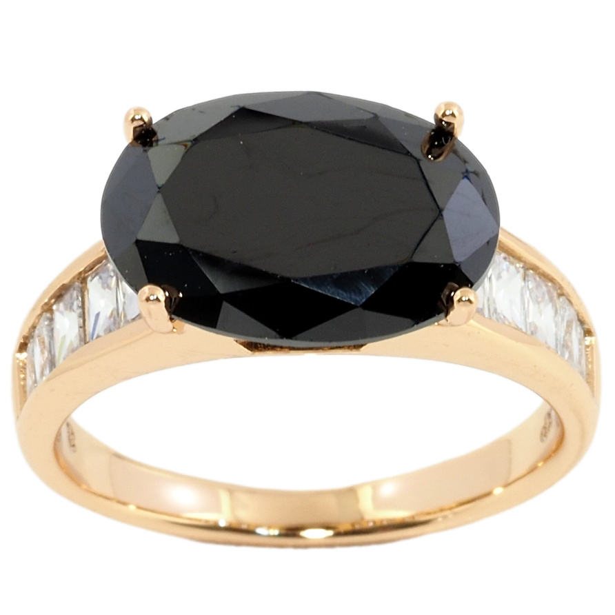 Кольцо Xuping Позолота 18K Крупный черный фианит, 10х14мм фото №1 Кольцо Xuping Позолота 18K Крупный черный фианит, 10х14мм фото №1