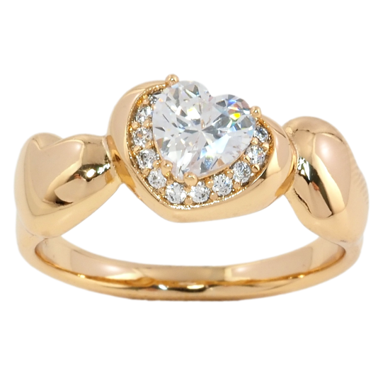 Кольцо Xuping Позолота 18K Сердечки фото №1