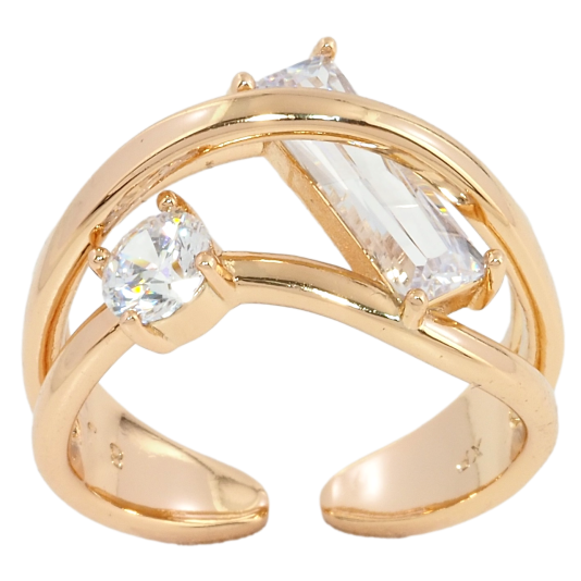 Кольцо Xuping Позолота 18K Два фианита фото №1 Кольцо Xuping Позолота 18K Два фианита фото №1