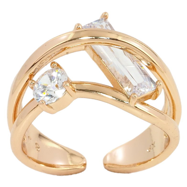 Кольцо Xuping Позолота 18K Два фианита фото №1 Кольцо Xuping Позолота 18K Два фианита фото №1