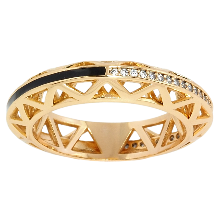 Кольцо Xuping Позолота 18K Объёмное, резной узор с дорожкой циркония и эмали фото №17 Кольцо Xuping Позолота 18K Объёмное, резной узор с дорожкой циркония и эмали фото №17