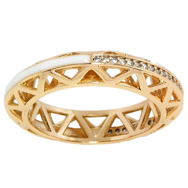 Кольцо Xuping Позолота 18K Объёмное, резной узор с дорожкой циркония и эмали фото №9 Кольцо Xuping Позолота 18K Объёмное, резной узор с дорожкой циркония и эмали фото №9