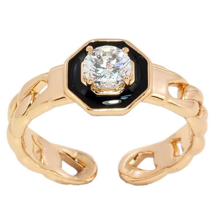 Кольцо Xuping Позолота 18K Узор цепочка с черной эмалью и фианитом фото №8 Кольцо Xuping Позолота 18K Узор цепочка с черной эмалью и фианитом фото №8