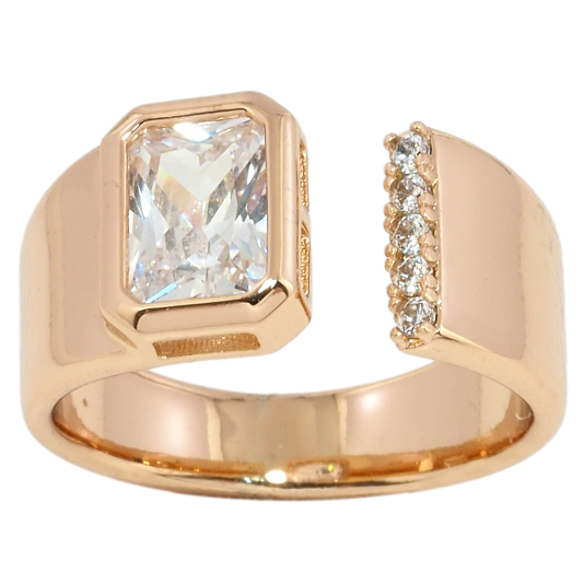 Кольцо Xuping Позолота 18K Фианит с дорожкой циркония фото №1 Кольцо Xuping Позолота 18K Фианит с дорожкой циркония фото №1
