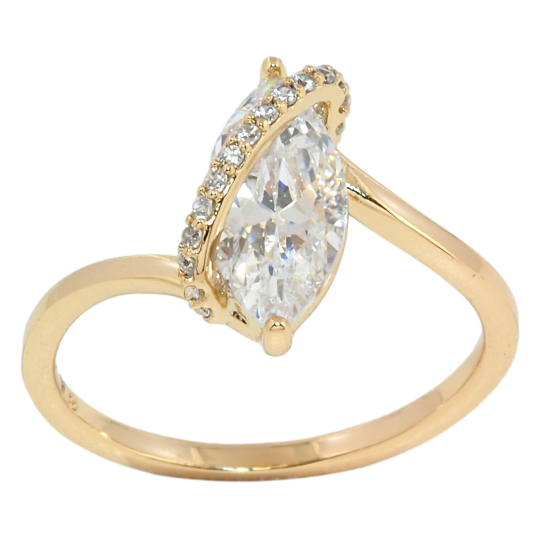 Кольцо Xuping Позолота 18K Фианит Маркиз с дорожкой циркония фото №1