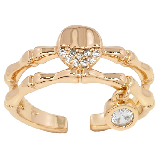 Кольцо Xuping Позолота 18K Декоративная двойная шинка с подвеской фото №1