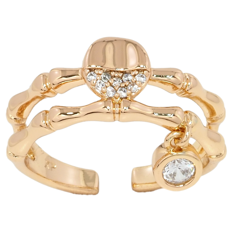 Кольцо Xuping Позолота 18K Декоративная двойная шинка с подвеской фото №1 Кольцо Xuping Позолота 18K Декоративная двойная шинка с подвеской фото №1