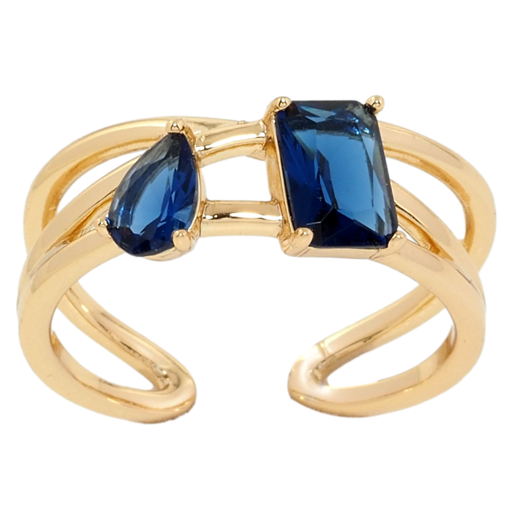 Кольцо Xuping Позолота 18K Два синих фианита фото №20 Кольцо Xuping Позолота 18K Два синих фианита фото №20