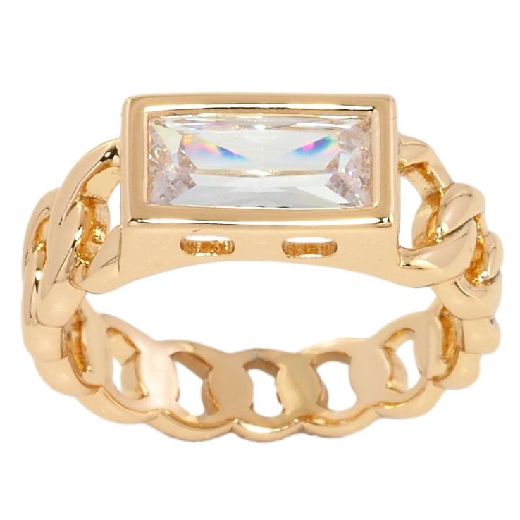 Кольцо Xuping Позолота 18K Узор цепочка с фианитом фото №9 Кольцо Xuping Позолота 18K Узор цепочка с фианитом фото №9