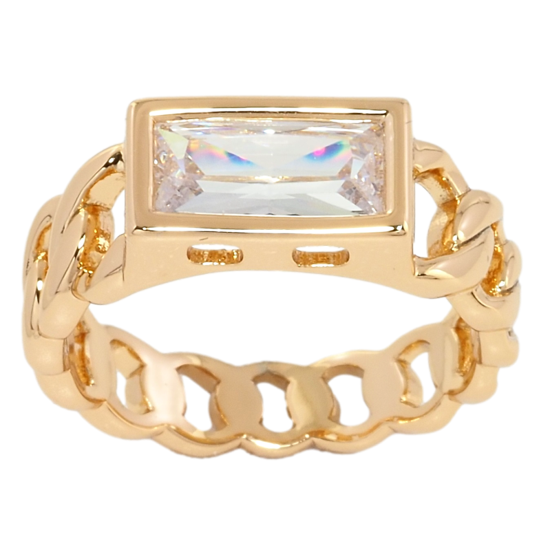 Кольцо Xuping Позолота 18K Узор цепочка с фианитом фото №1 Кольцо Xuping Позолота 18K Узор цепочка с фианитом фото №1