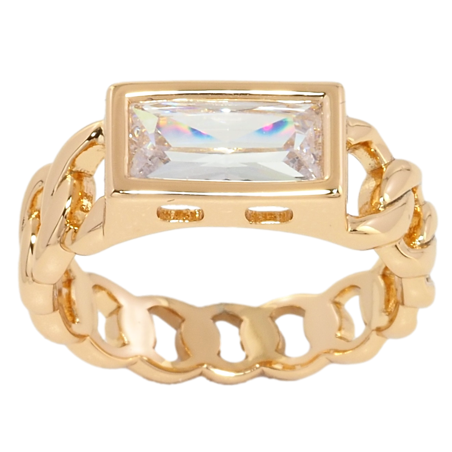 Кольцо Xuping Позолота 18K Узор цепочка с фианитом фото №1 Кольцо Xuping Позолота 18K Узор цепочка с фианитом фото №1