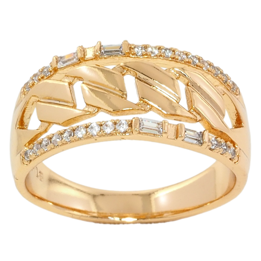 Кольцо Xuping Позолота 18K Дорожки циркония с узором цепочка фото №1