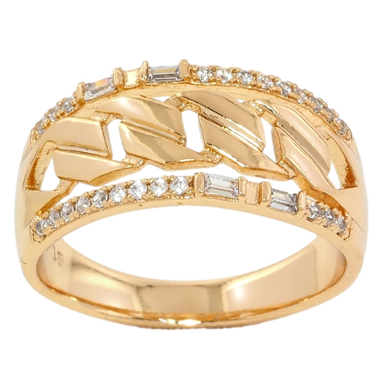 Каблучка Xuping Позолота 18K Доріжки цирконію з візерунком ланцюжок фото №1 Каблучка Xuping Позолота 18K Доріжки цирконію з візерунком ланцюжок фото №1