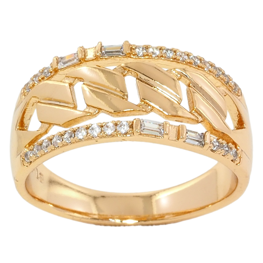 Кольцо Xuping Позолота 18K Дорожки циркония с узором цепочка фото №1 Кольцо Xuping Позолота 18K Дорожки циркония с узором цепочка фото №1