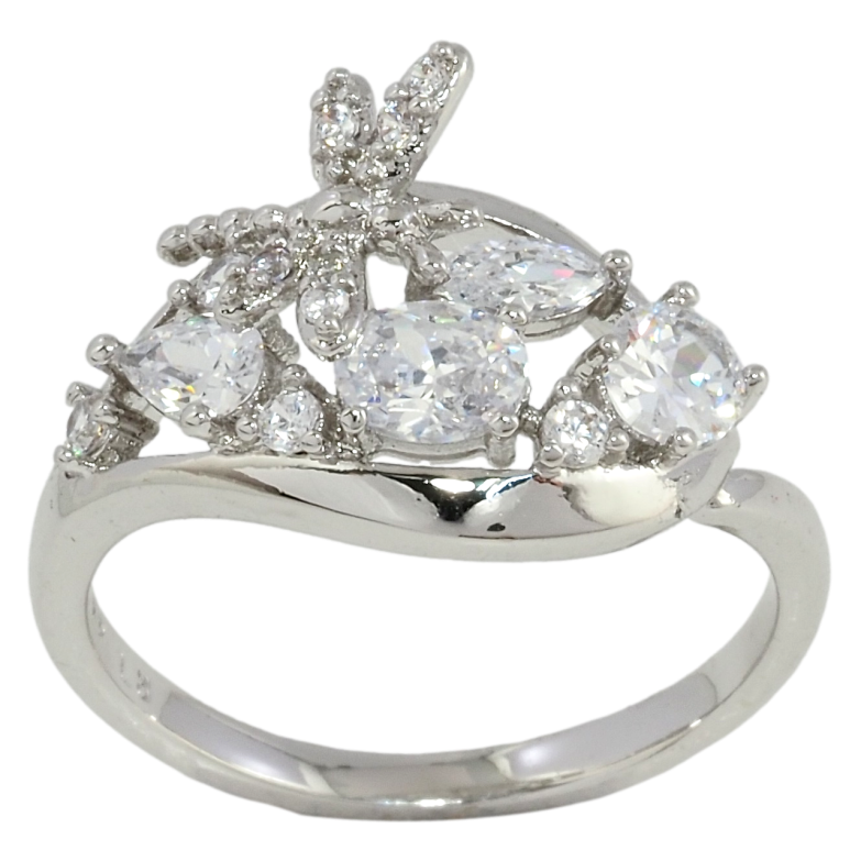 Каблучка Xuping Родій Розсип кристалів зі бабкою фото №1