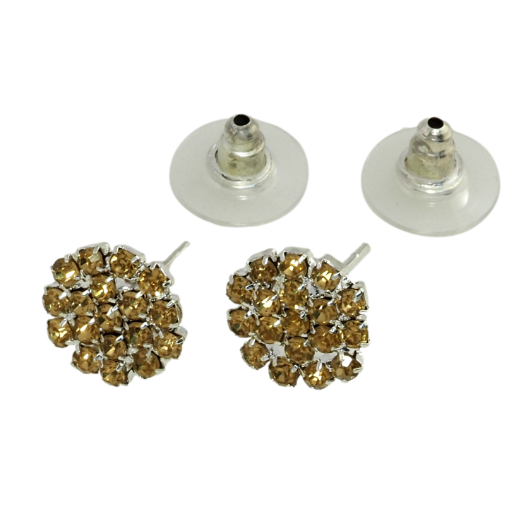 Сережки пусети Кола із коричневими стразами ø 11мм фото №18