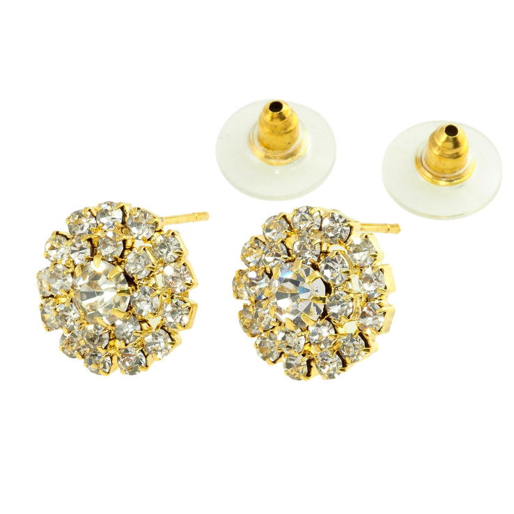 Серьги пусеты Круги со стразами ø 14мм фото №20