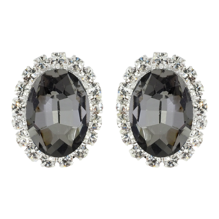 Серьги пусеты Черные кристаллы в обрамлении страз фото №21