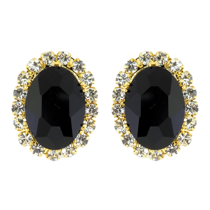 Серьги пусеты Черные кристаллы в обрамлении страз фото №20