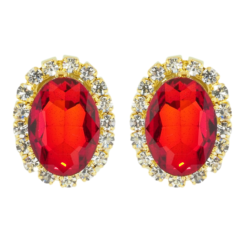 Серьги пусеты Красные кристаллы в обрамлении страз фото №1 Серьги пусеты Красные кристаллы в обрамлении страз фото №1