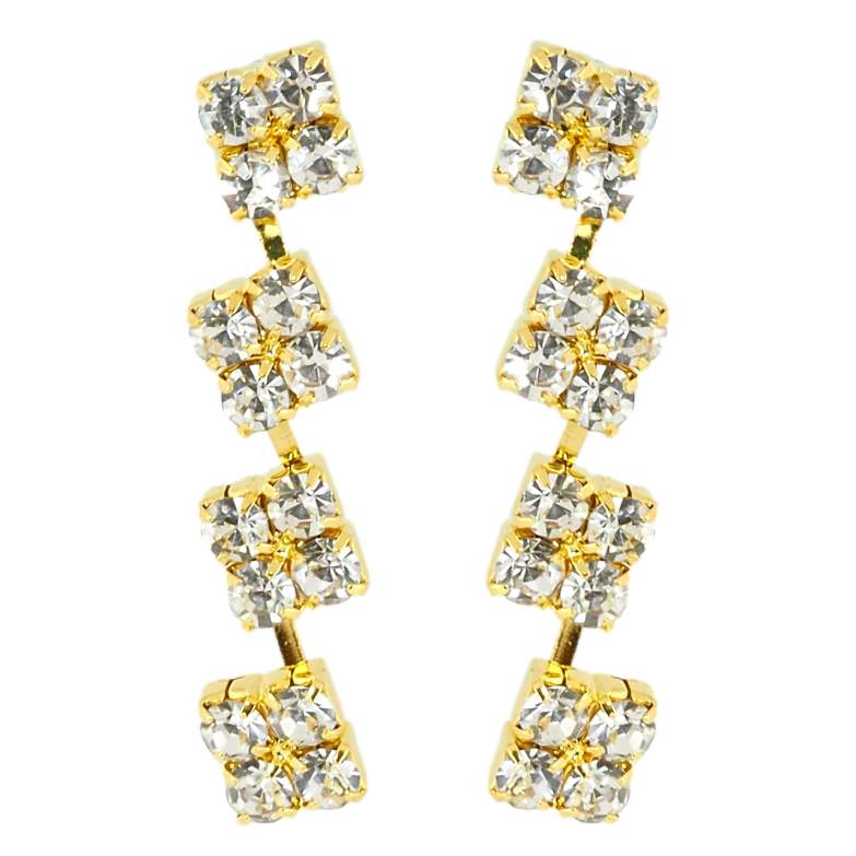 Серьги пусеты Подвески со стразами фото №1