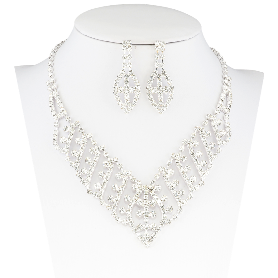 Набір Кольє Сережки Інкрустація стразами довжина кольє 32-48см х 3мм фото №1