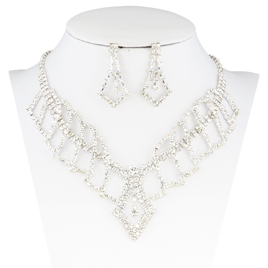 Набір Кольє Сережки Інкрустація стразами довжина кольє 32-48см х 3мм фото №1