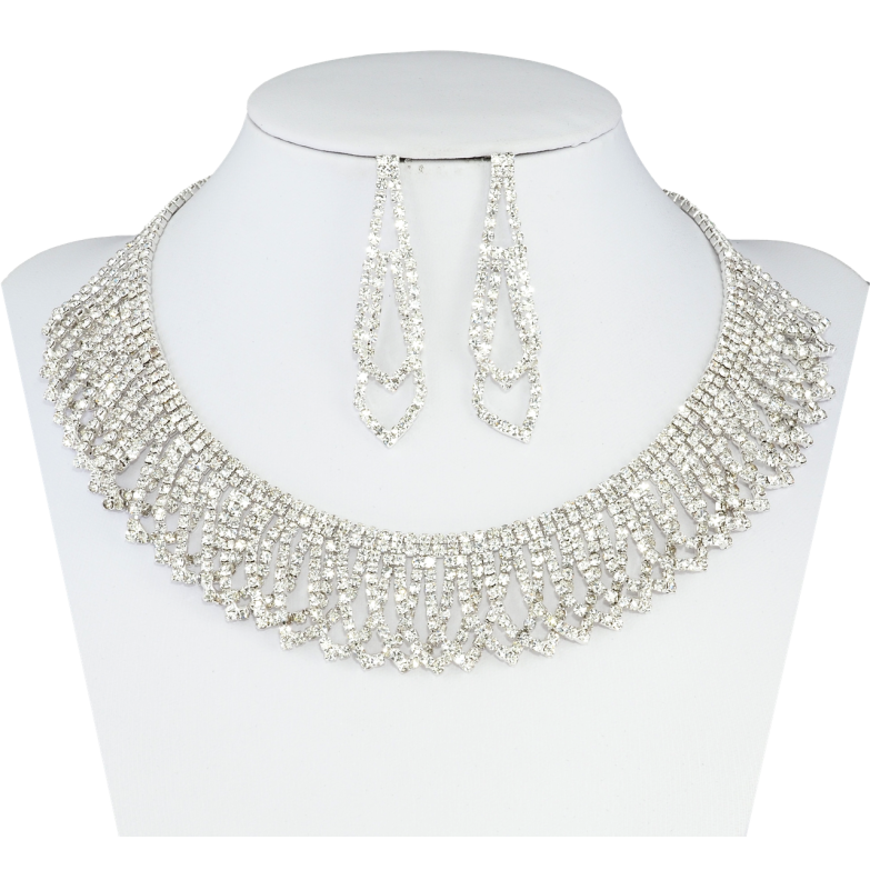 Набор Колье Серьги Инкрустация стразами длина колье 32-48см х 5-25мм фото №1