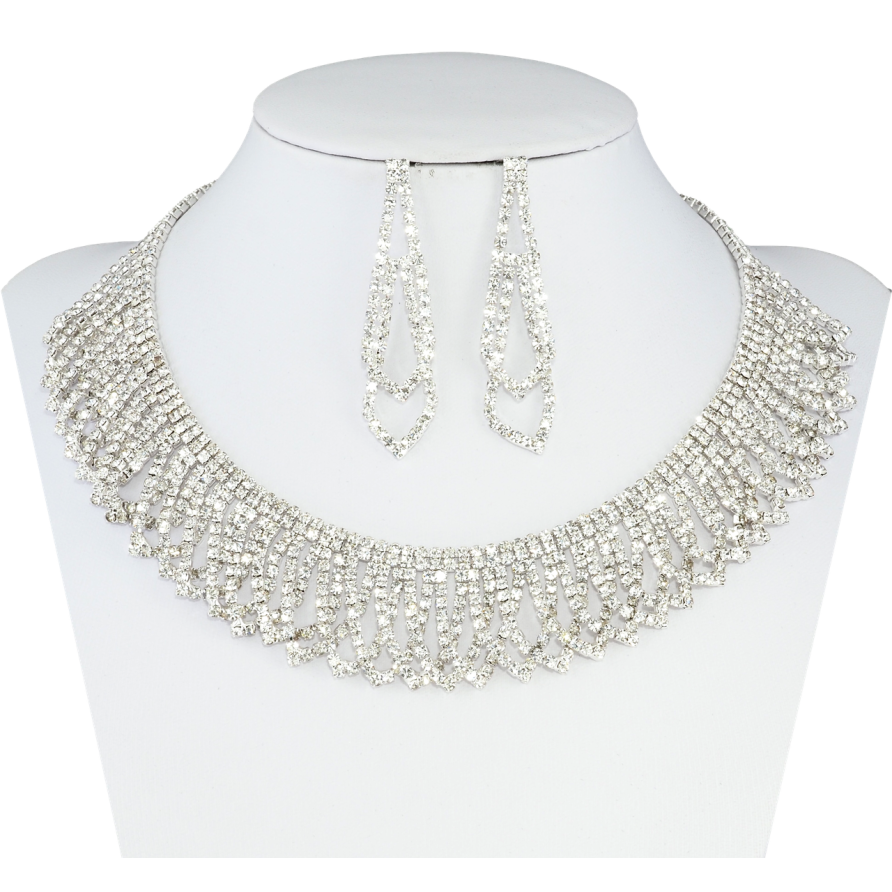 Набор Колье Серьги Инкрустация стразами длина колье 32-48см х 5-25мм фото №1