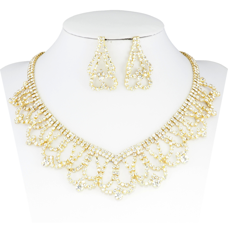 Набір Кольє Сережки Інкрустація стразами довжина кольє 34-50см х 5-30мм фото №1