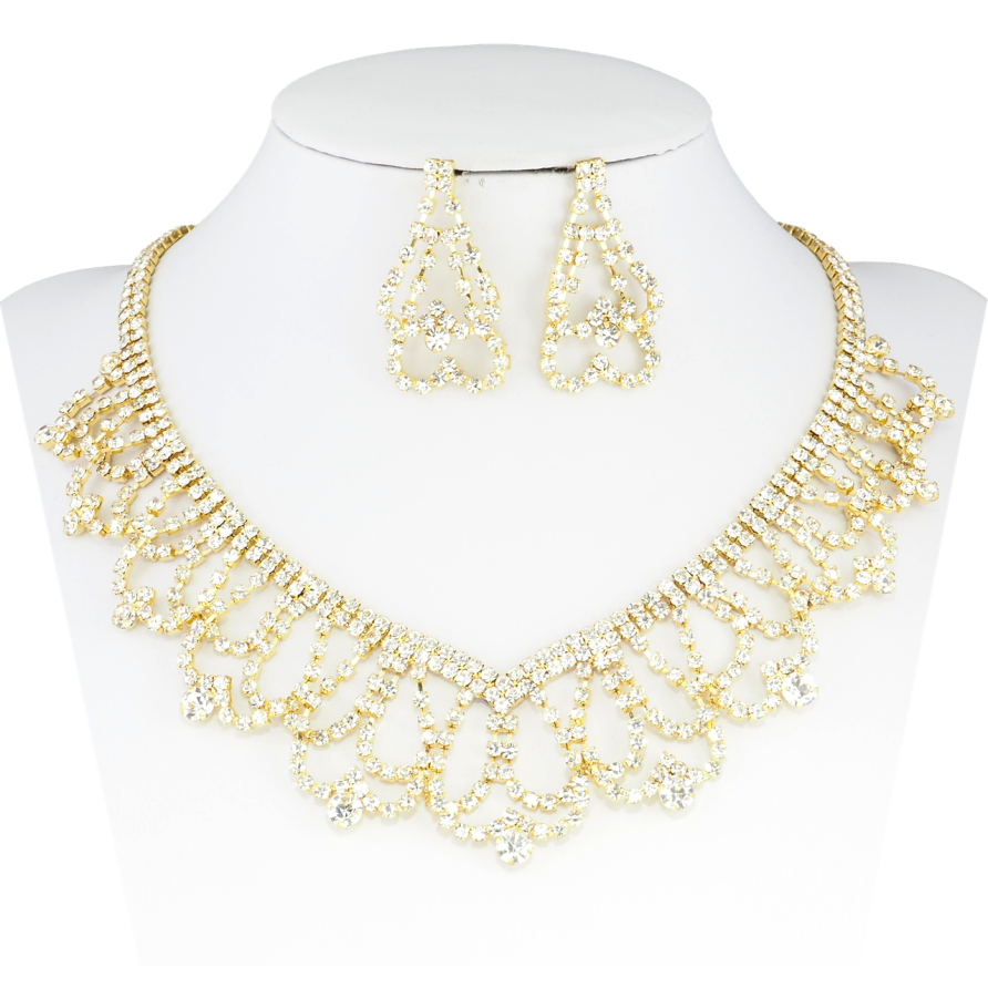 Набор Колье Серьги Инкрустация стразами длина колье 34-50см х 5-30мм фото №1