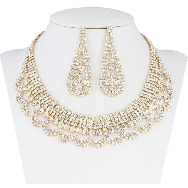 Набір Кольє Сережки Інкрустація стразами довжина кольє 33-49см х 5-27мм фото №1 Набір Кольє Сережки Інкрустація стразами довжина кольє 33-49см х 5-27мм фото №1