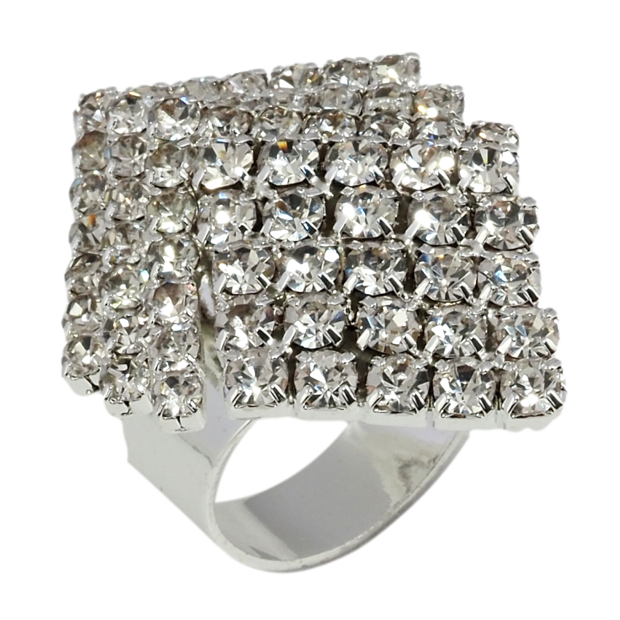 Кольцо Ромб со стразами свободный размер фото №1