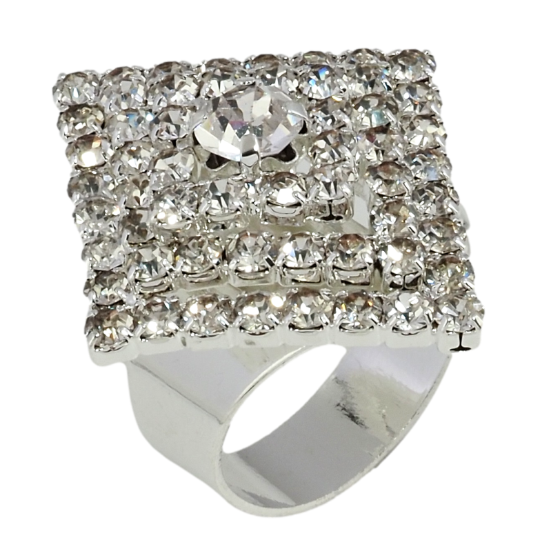 Каблучка Ромб зі стразами вільний розмір фото №1 Каблучка Ромб зі стразами вільний розмір фото №1