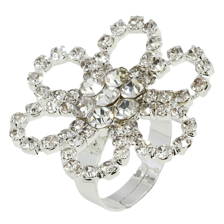 Каблучка Квітка зі стразами вільний розмір фото №24