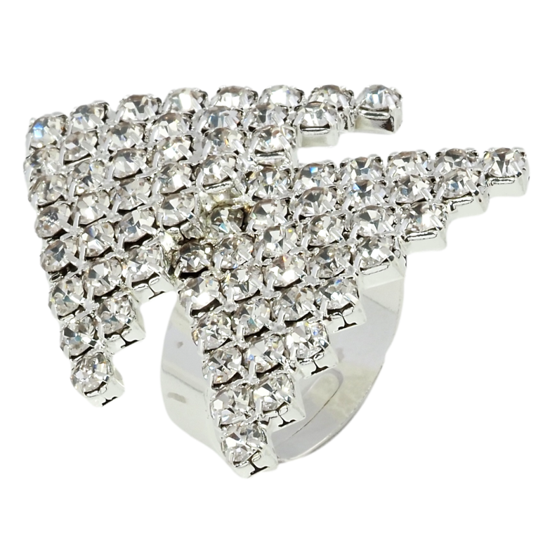 Кольцо Елка со стразами свободный размер фото №1