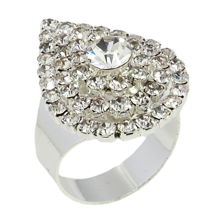 Кольцо Крупная капля со стразами свободный размер фото №1 Кольцо Крупная капля со стразами свободный размер фото №1