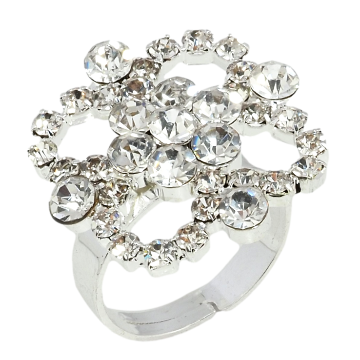 Каблучка Декоративна квітка зі стразами вільний розмір фото №20 Каблучка Декоративна квітка зі стразами вільний розмір фото №20