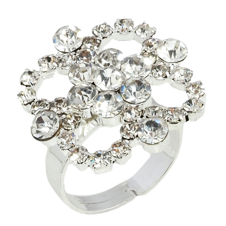 Кольцо Декоративный цветок со стразами свободный размер фото №1 Кольцо Декоративный цветок со стразами свободный размер фото №1