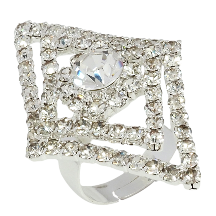 Каблучка Ромб зі стразами вільний розмір фото №19