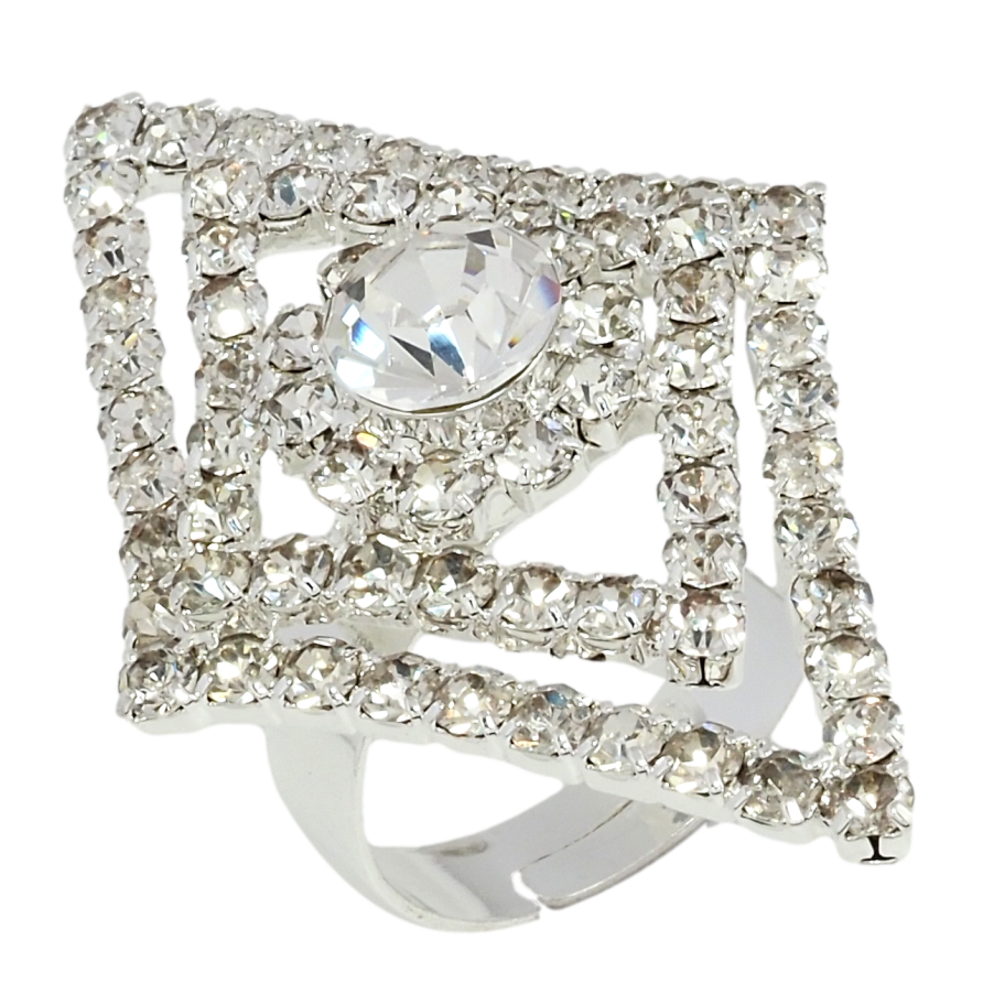 Кольцо Ромб со стразами свободный размер фото №1