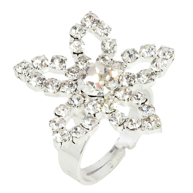 Каблучка Квітка зі стразами вільний розмір фото №1