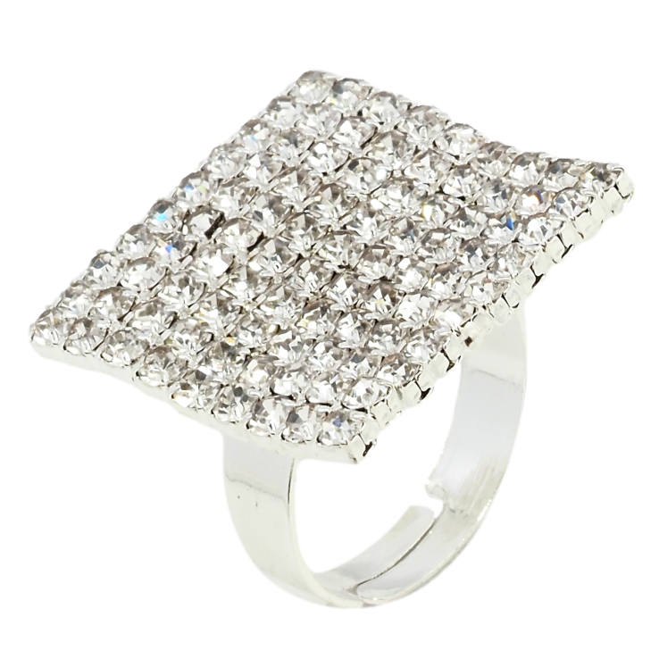 Каблучка Квадрат зі стразами вільний розмір фото №23