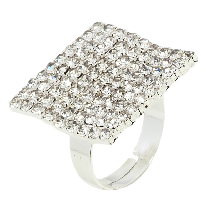 Каблучка Квадрат зі стразами вільний розмір фото №2