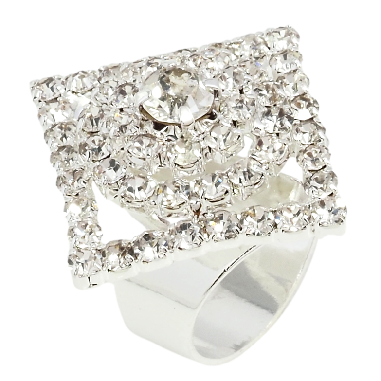 Каблучка Декоративний ромб зі стразами вільний розмір фото №1 Каблучка Декоративний ромб зі стразами вільний розмір фото №1