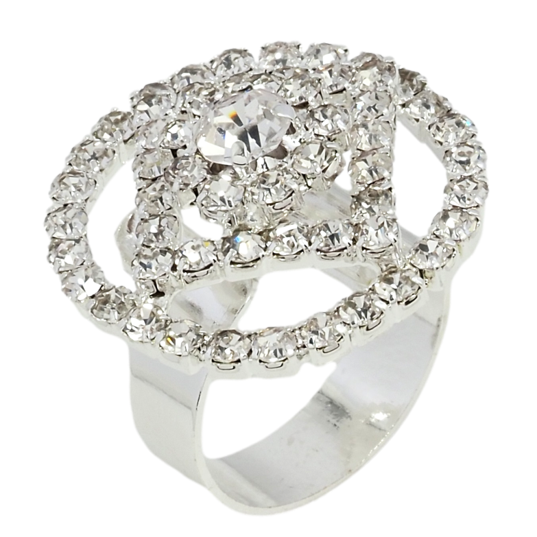 Каблучка Великий купол зі стразами вільний розмір фото №2