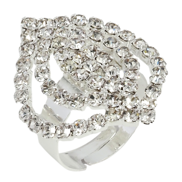 Кольцо Крупный листик со стразами свободный размер фото №24