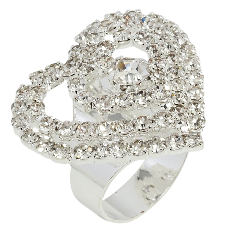 Каблучка Серце зі стразами вільний розмір фото №16